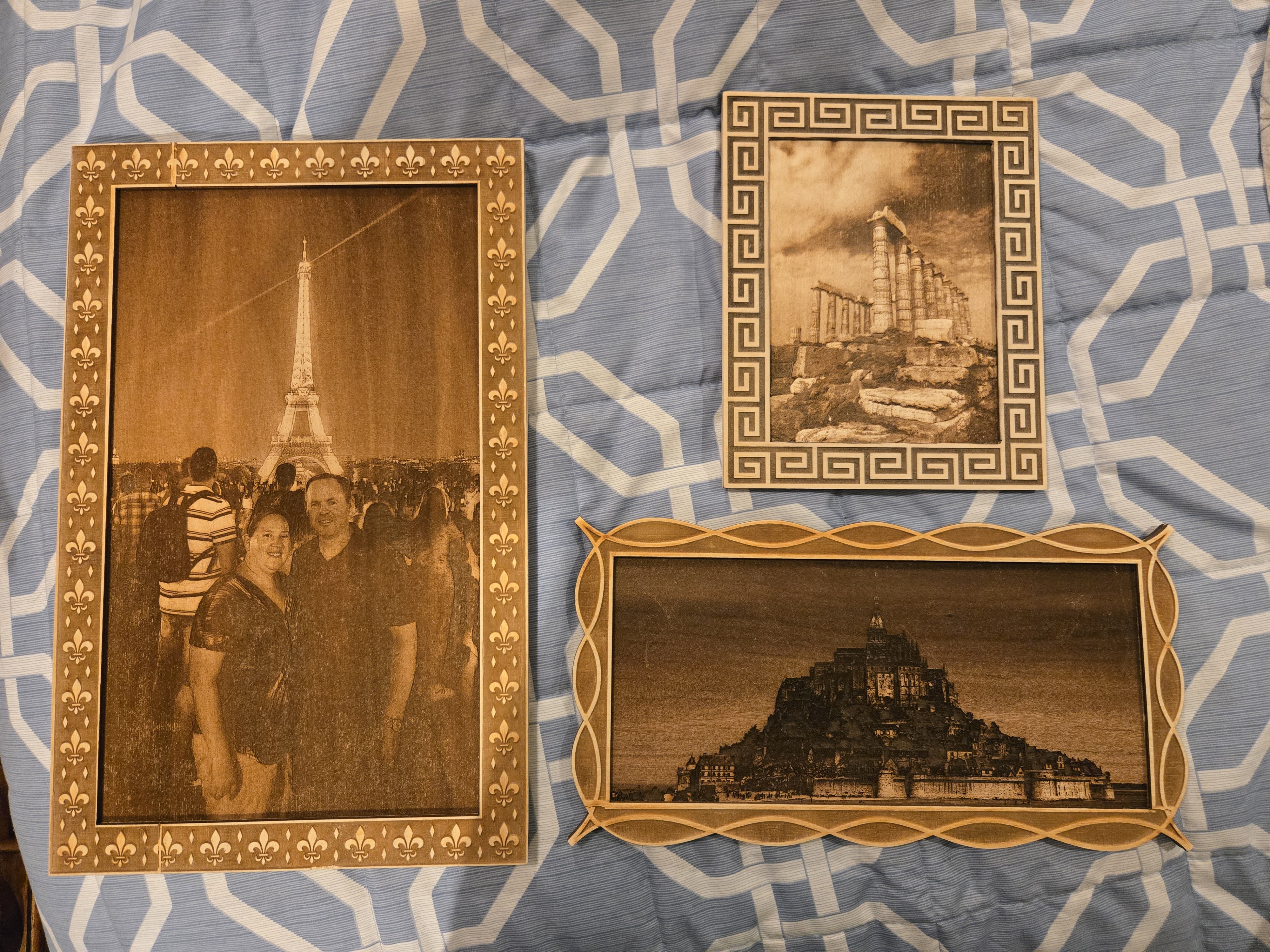 All three laser-cut frames
