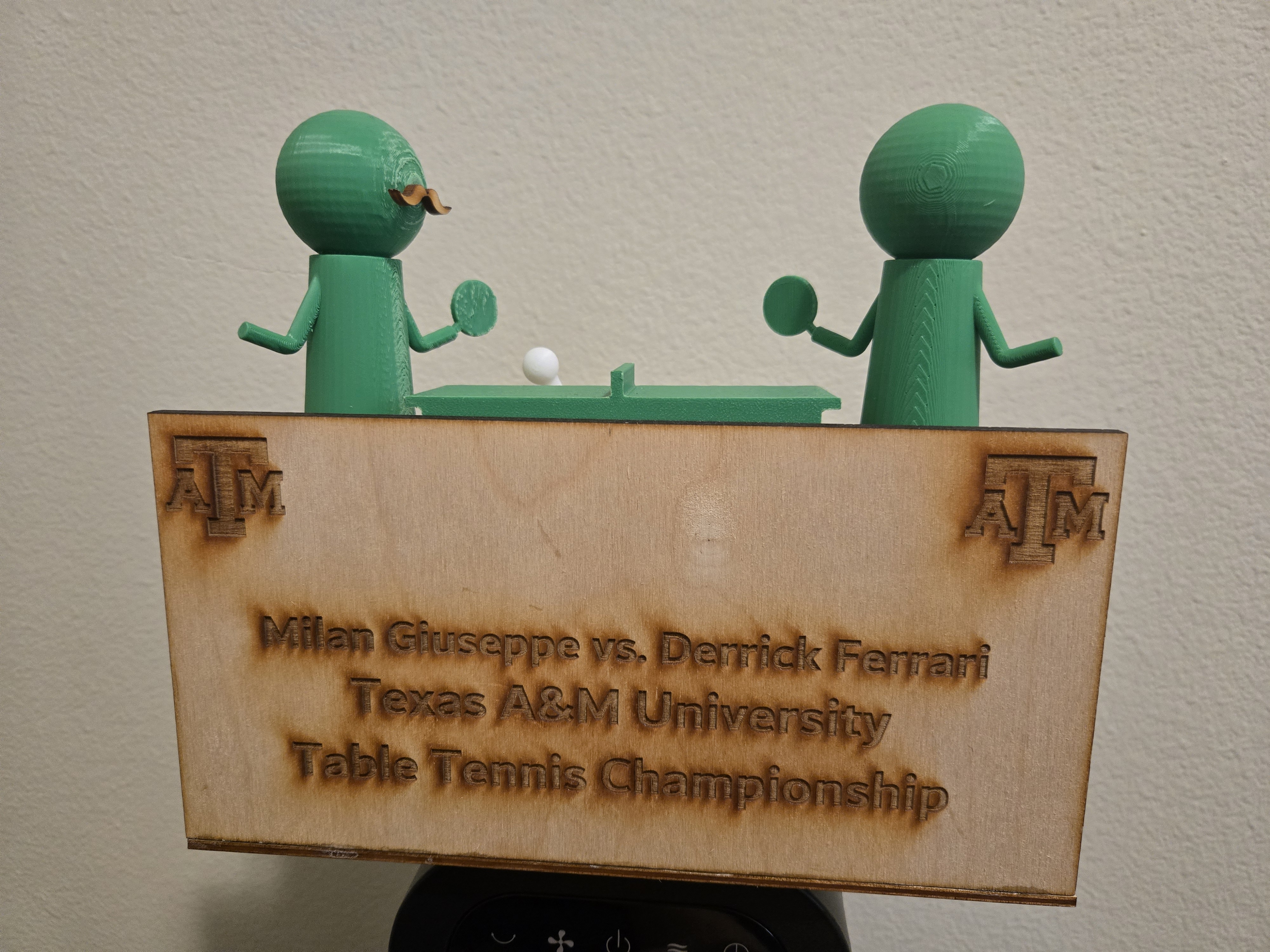 Finished trophy with laser-engraved A&M base